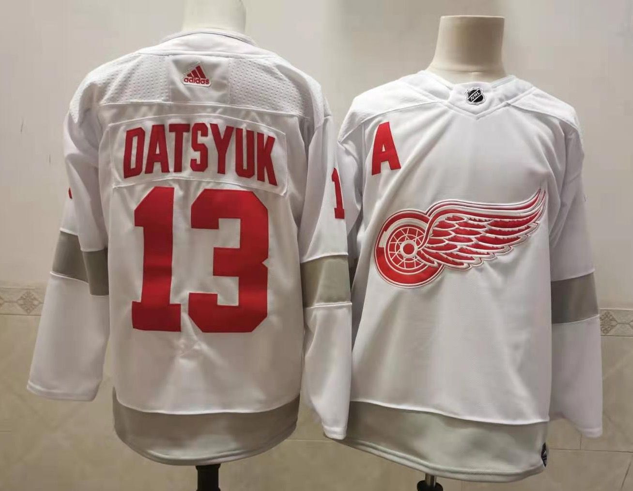 2021 Adidias Detroit Red Wings 13 Datsyuk White Men Reverse Retro Alternate NHL Jersey